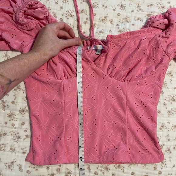 Pink Eyelet Puff Sleeve Top - Picture 6 of 6
